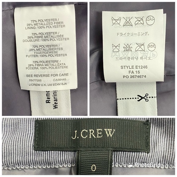 J. Crew Front Zip Pencil Skirt Sparkly Purple Gold Metallic Tweed Skirt Size 0 - Picture 10 of 17